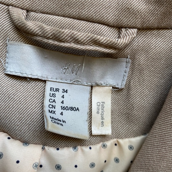 H&M beige neutral button blazer jacket - Picture 8 of 10